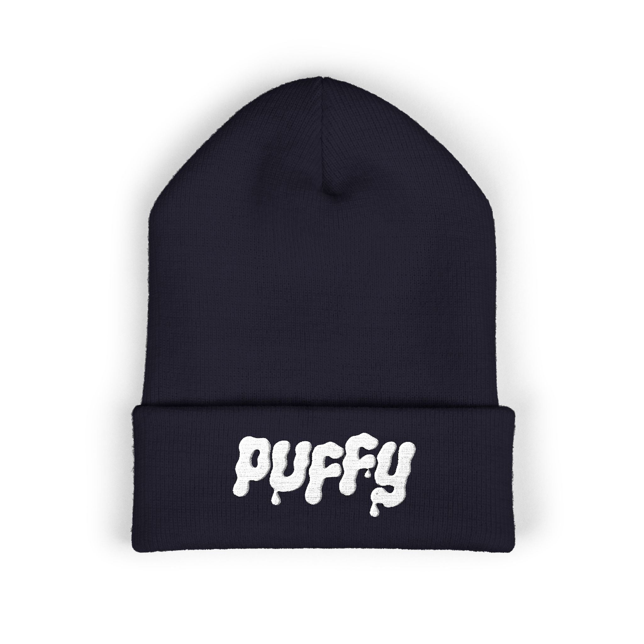 Puffy Embroidered Cuffed Beanie