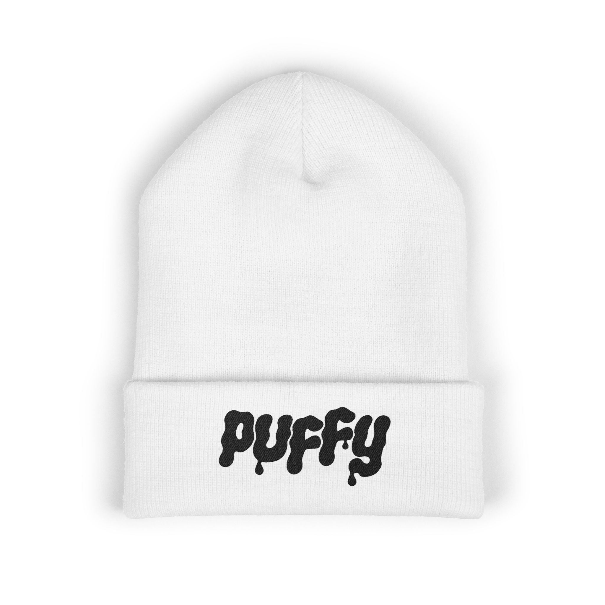 Puffy Embroidery Cuffed Beanie