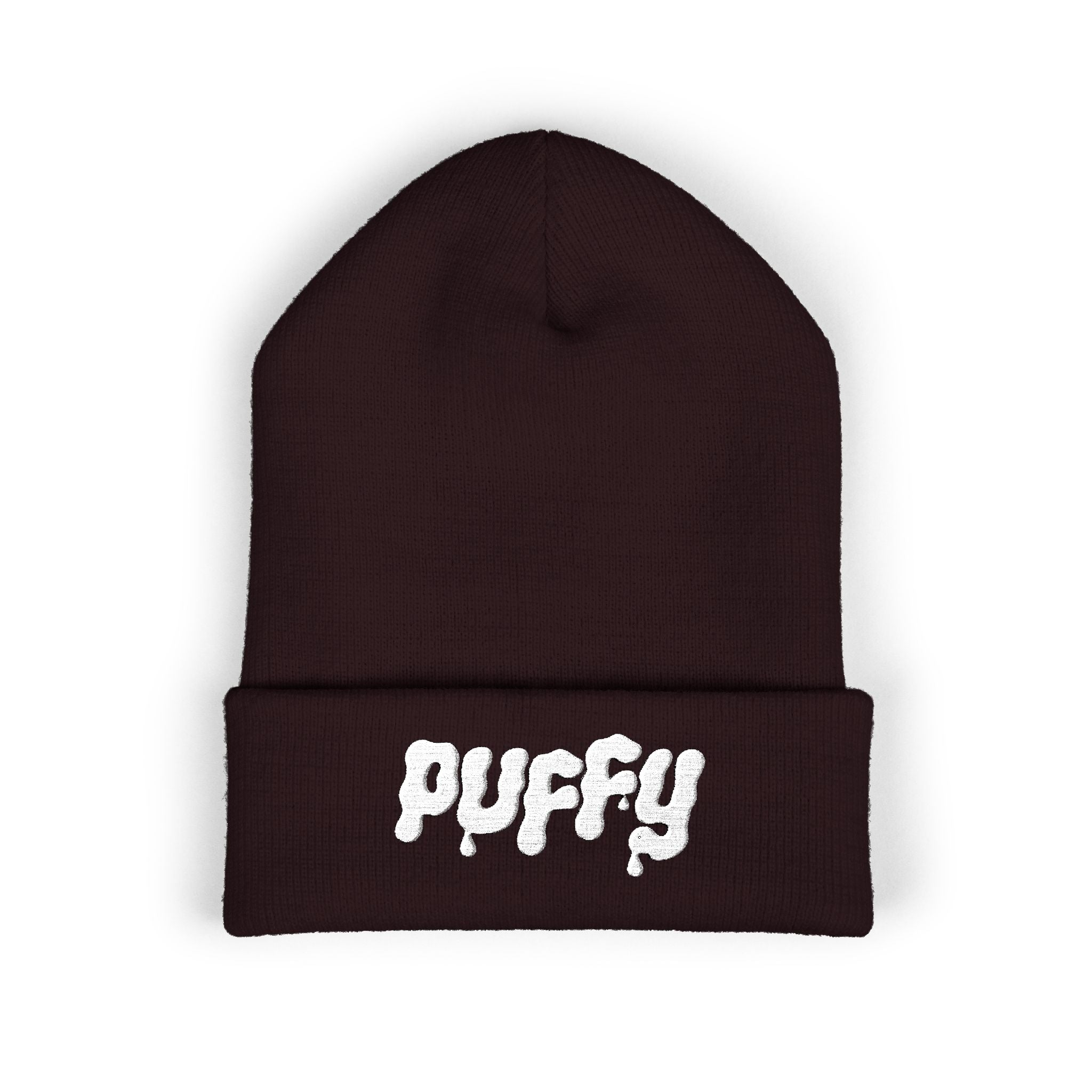 Puffy Embroidered Cuffed Beanie