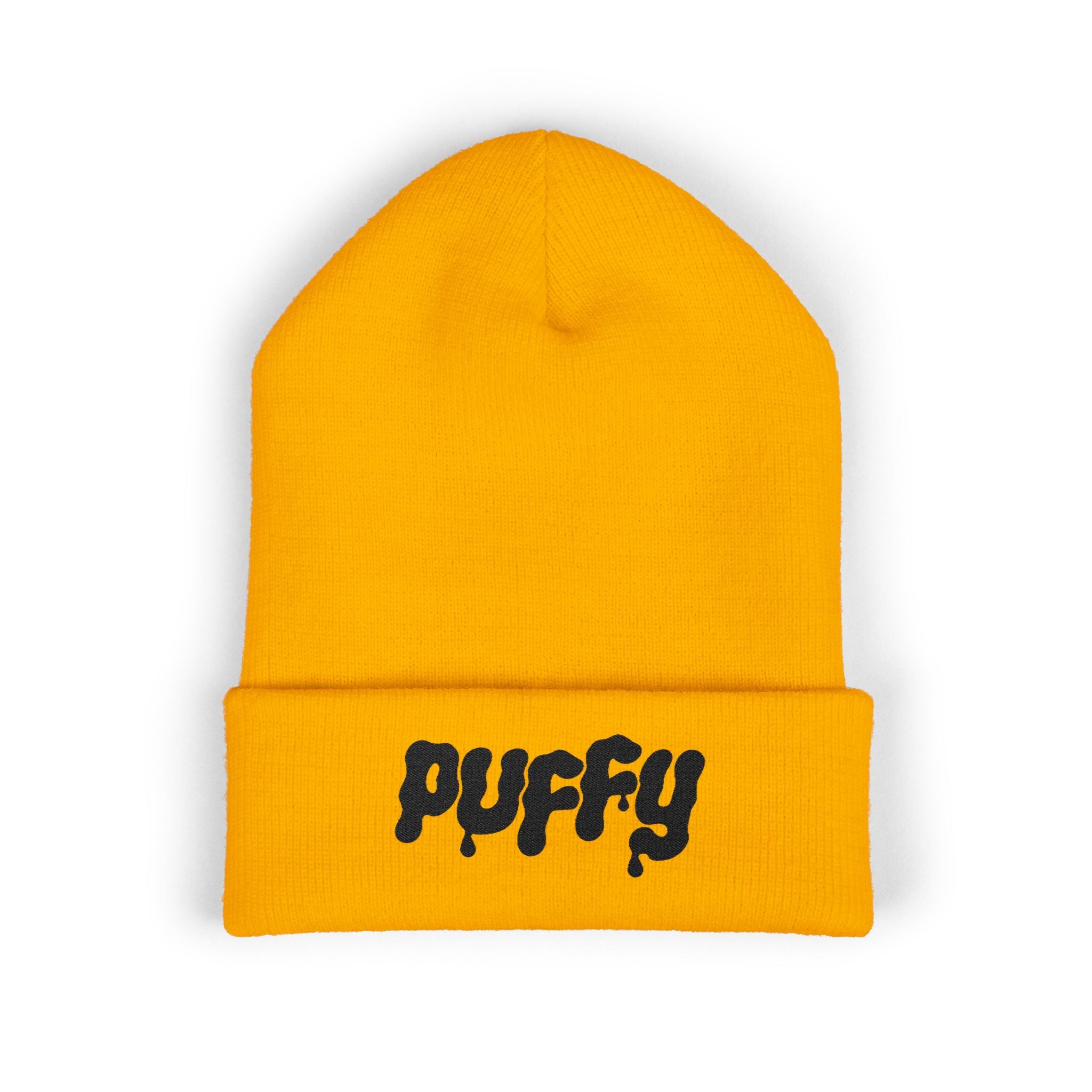 Puffy Embroidery Cuffed Beanie