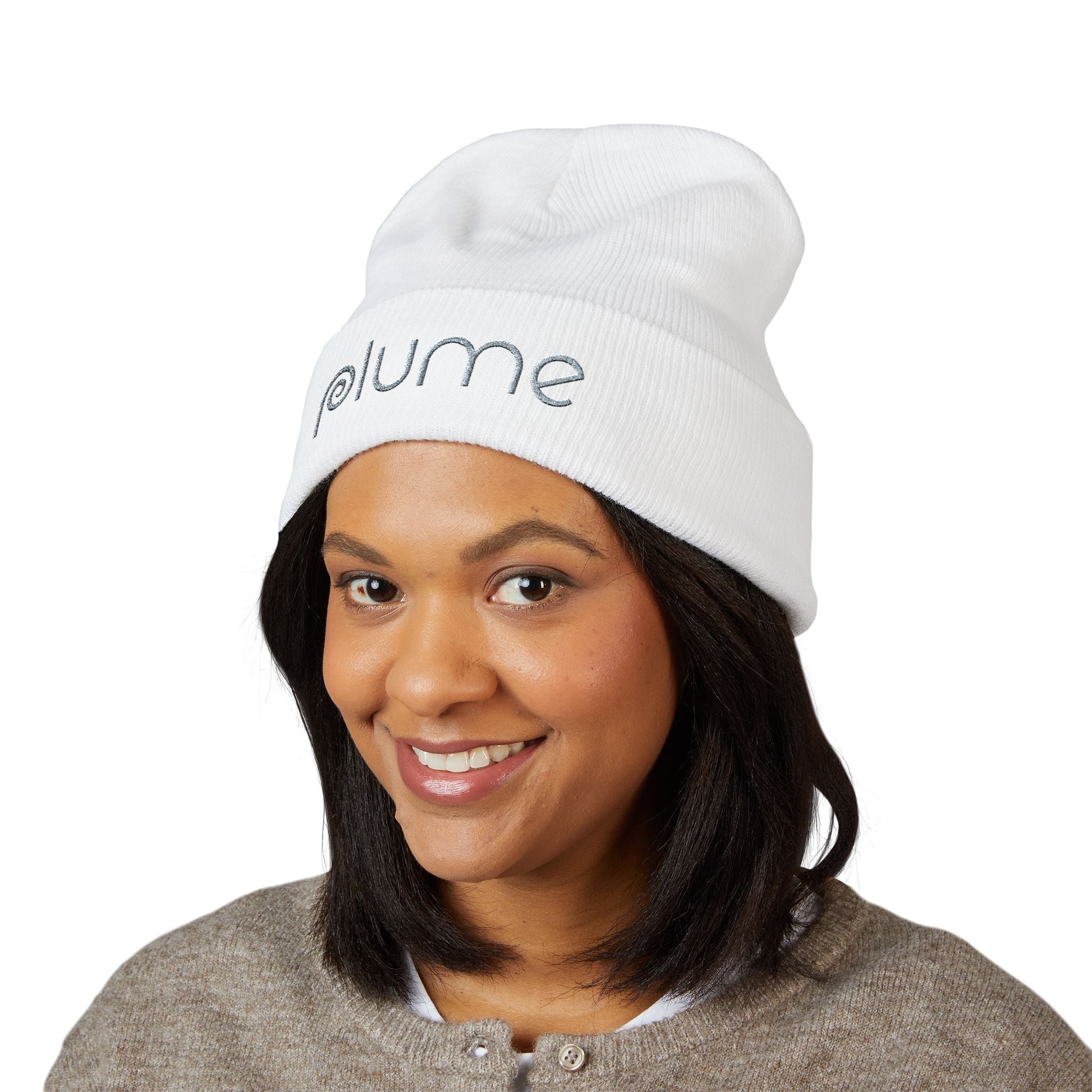 Plume Embroidered Cuffed Beanie