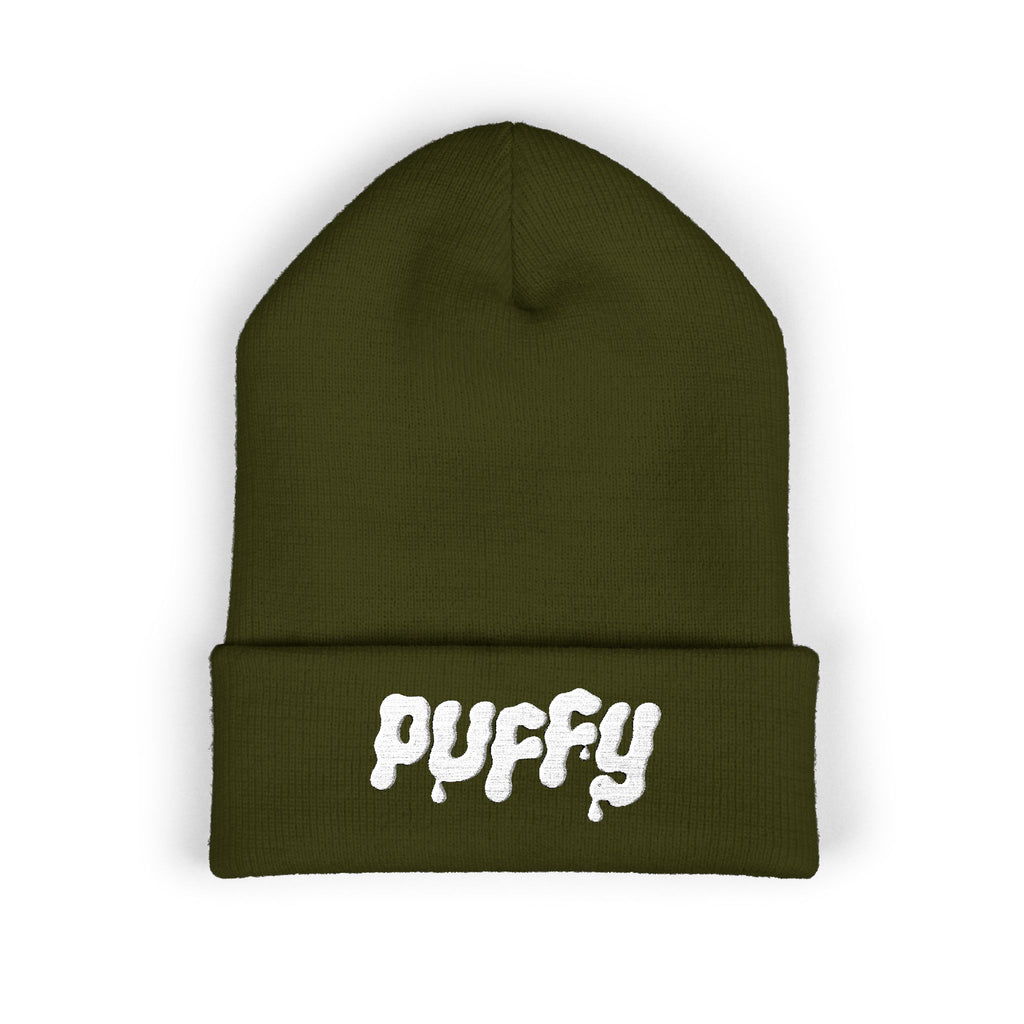 Puffy Embroidered Cuffed Beanie