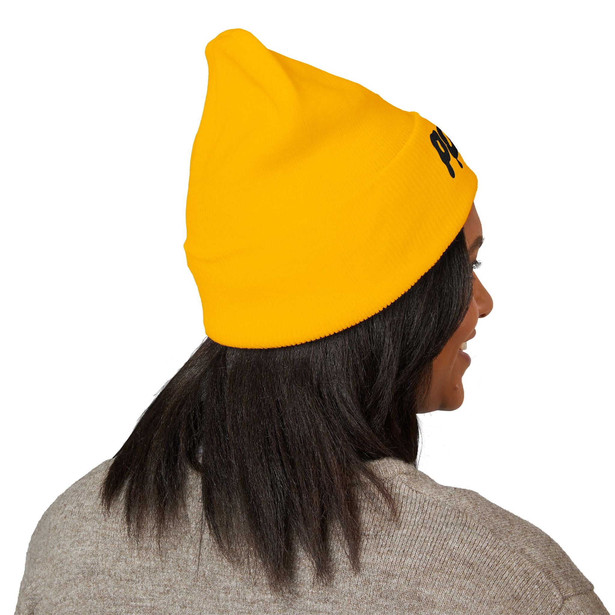 Puffy Embroidery Cuffed Beanie