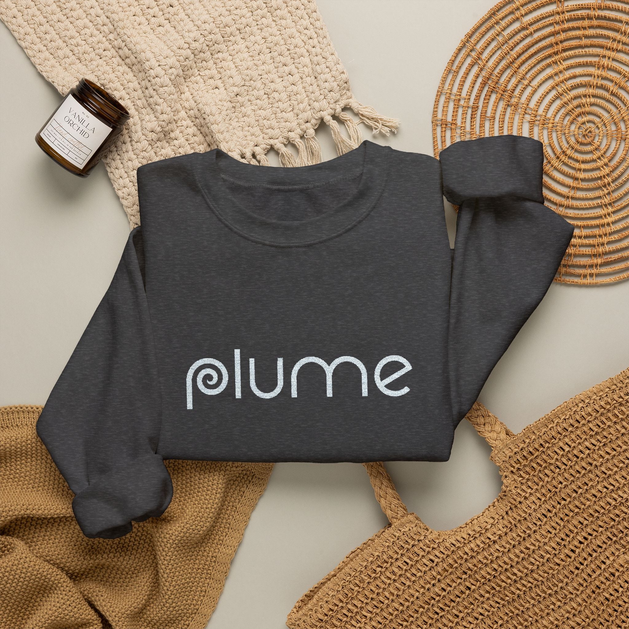 Plume Embroidered Crew Neck Sweatshirt
