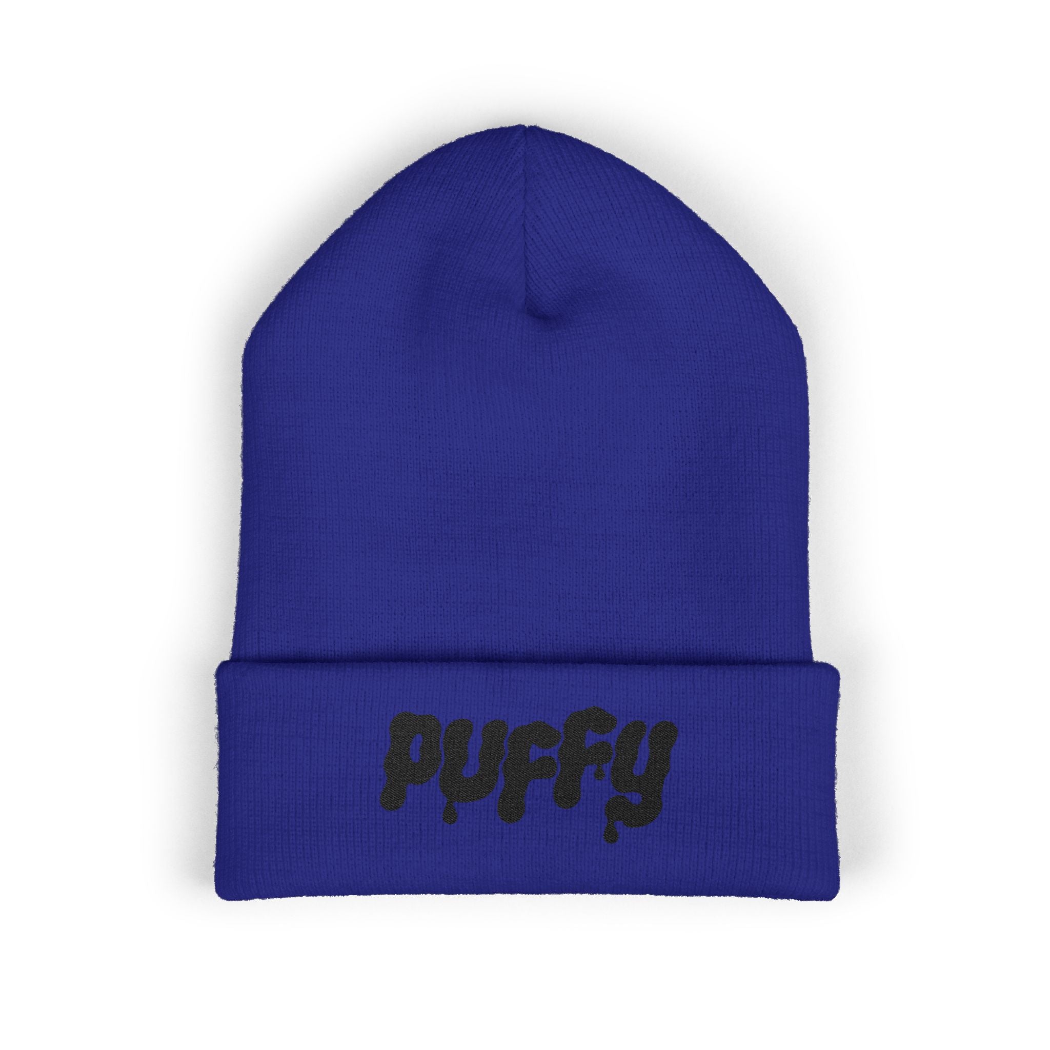 Puffy Embroidery Cuffed Beanie