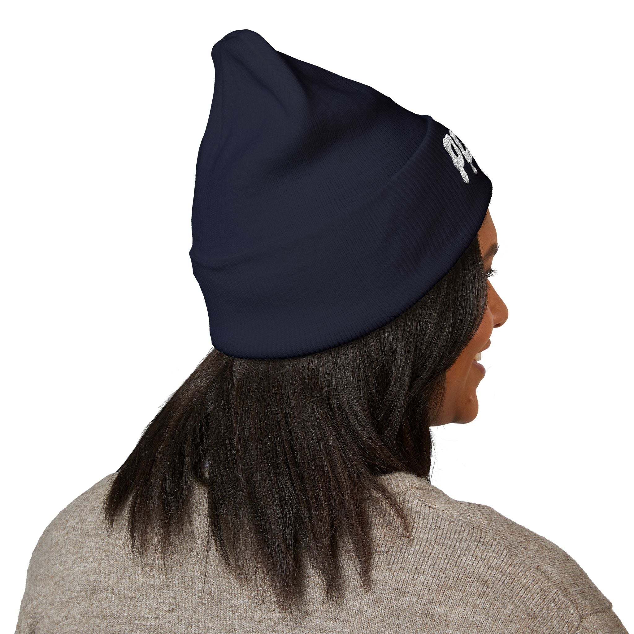 Puffy Embroidered Cuffed Beanie