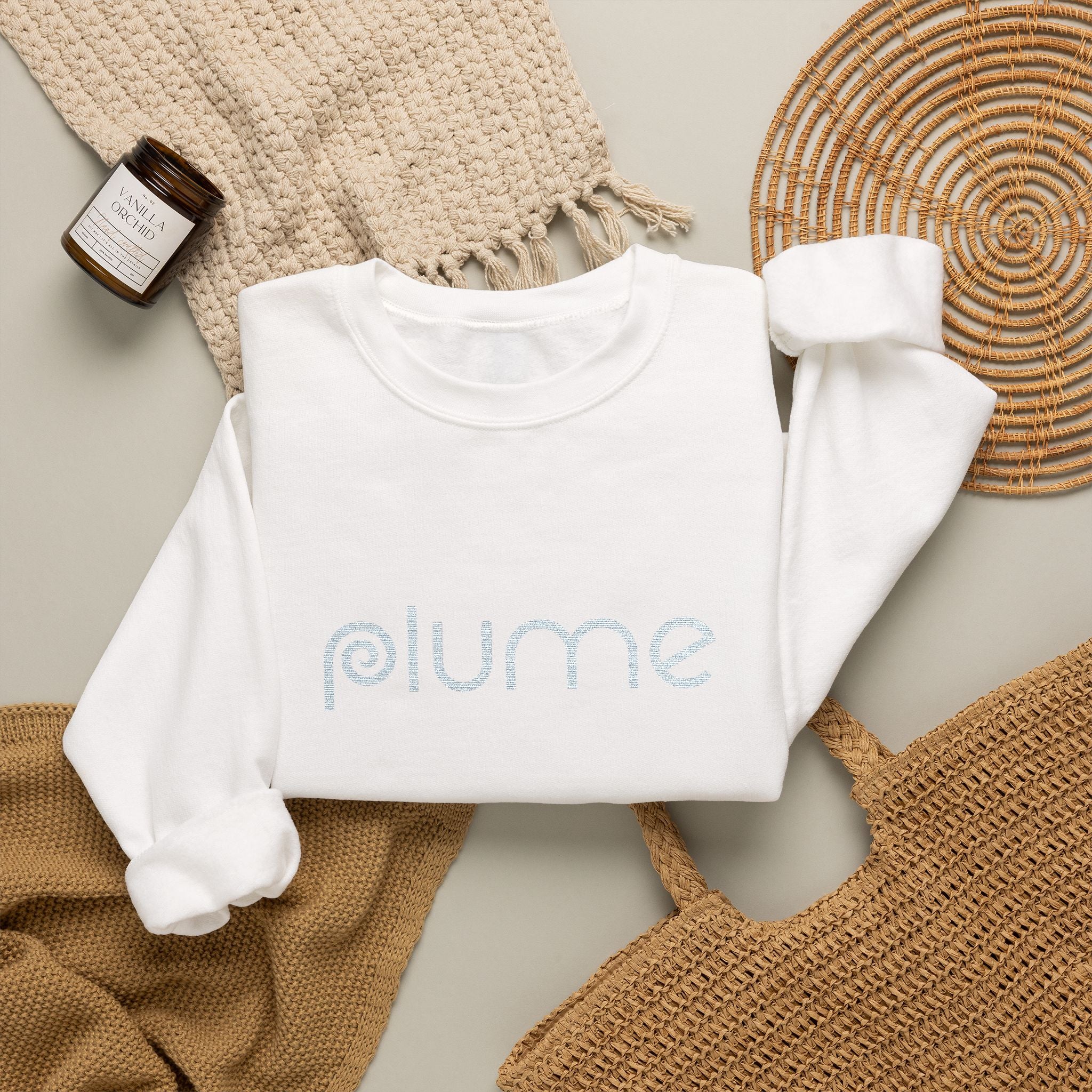 Plume Embroidered Crew Neck Sweatshirt