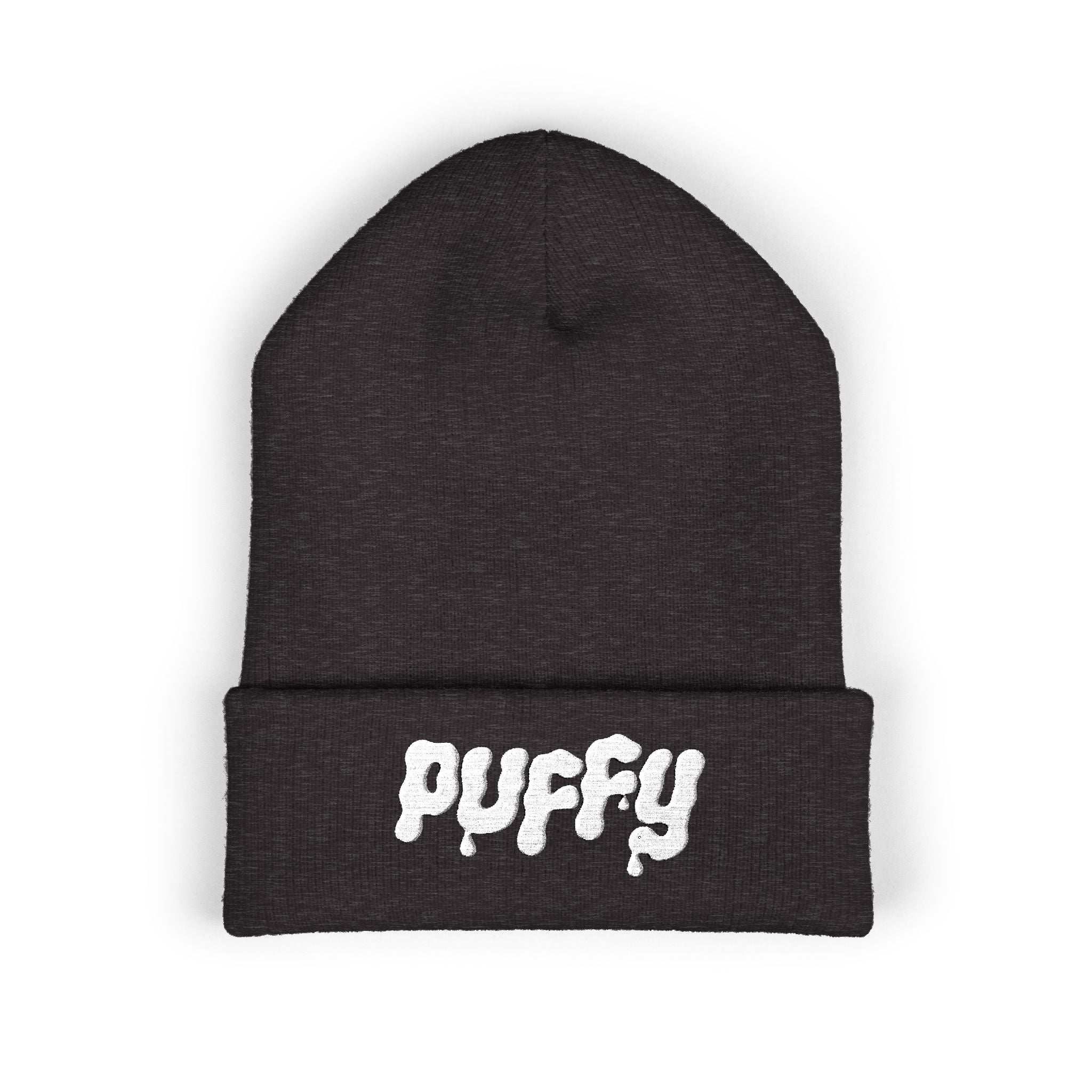 Puffy Embroidered Cuffed Beanie
