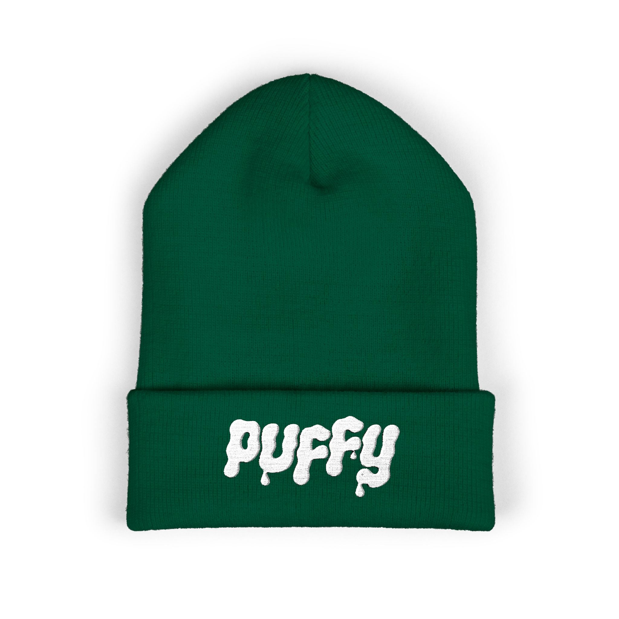 Puffy Embroidered Cuffed Beanie