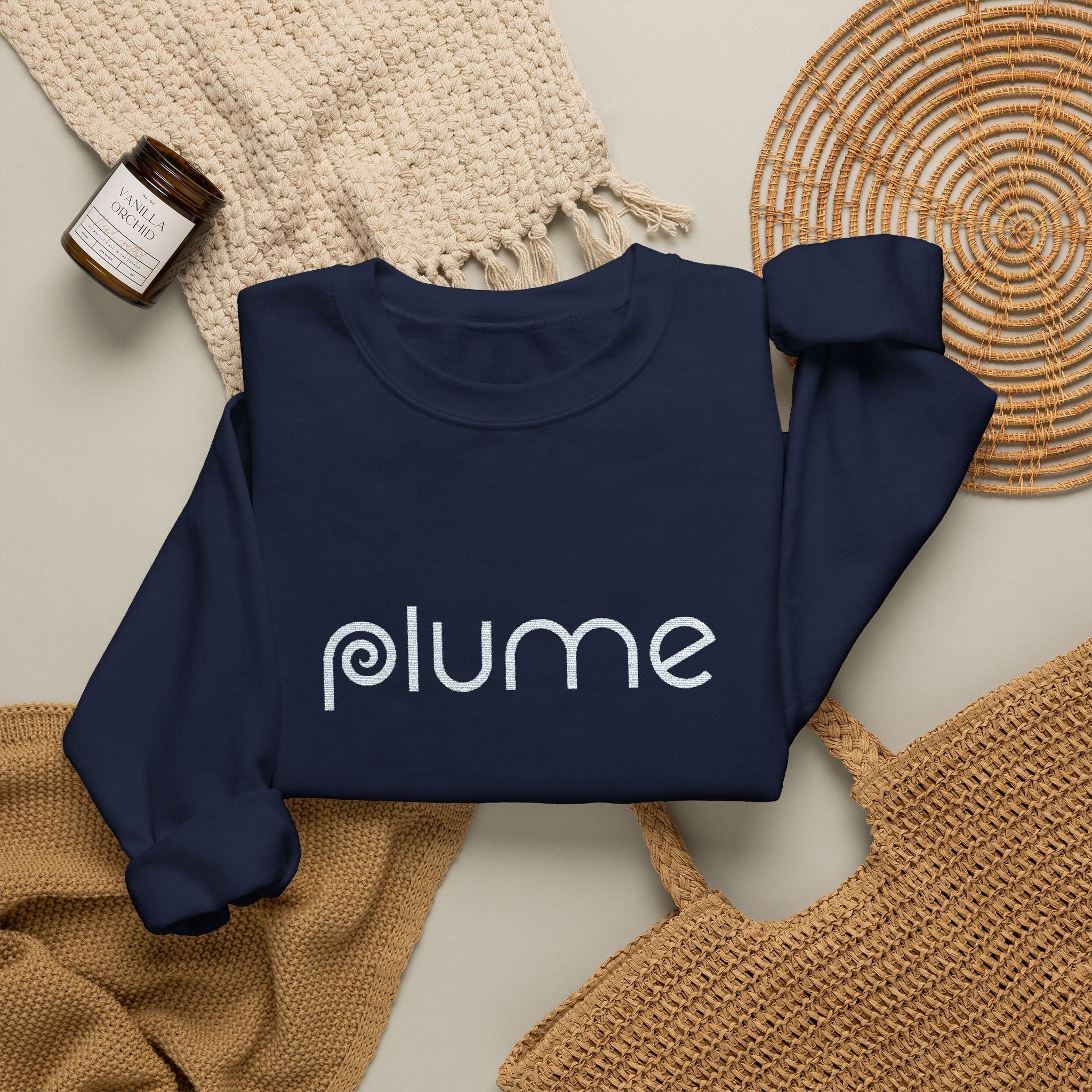 Plume Embroidered Crew Neck Sweatshirt