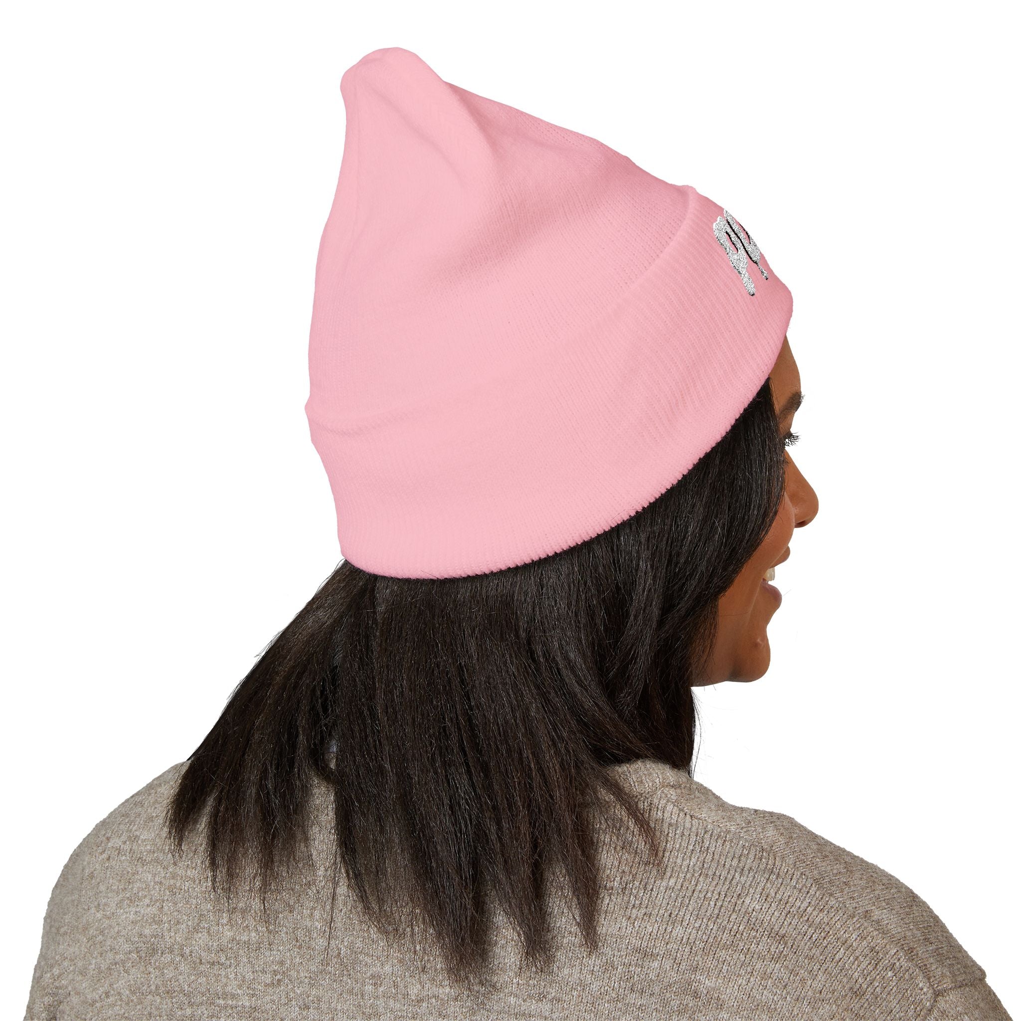 Puffy Embroidered Cuffed Beanie