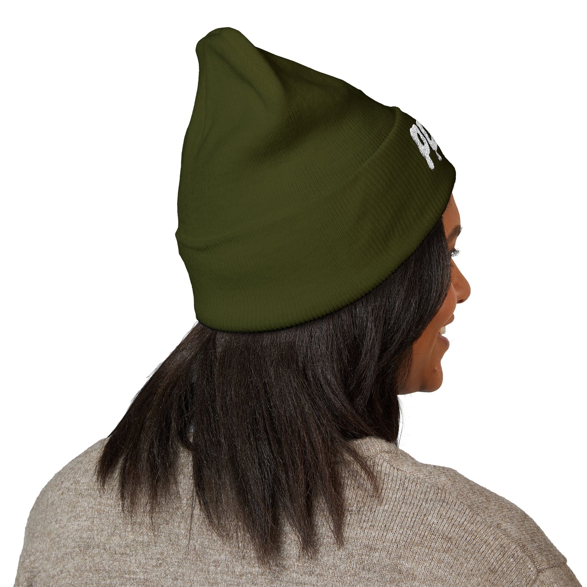Puffy Embroidered Cuffed Beanie