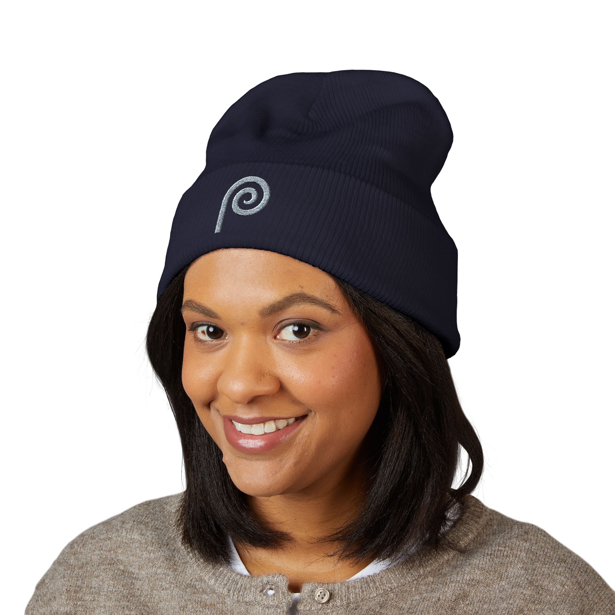 Plume "P" Embroidered Cuffed Beanie
