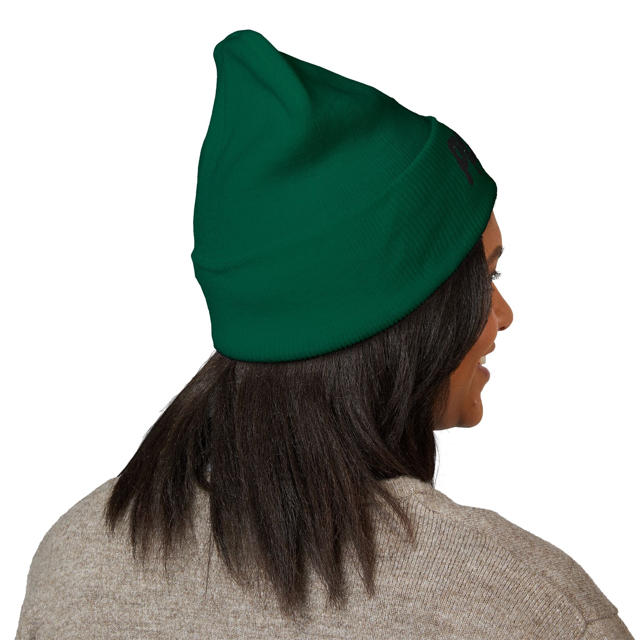 Puffy Embroidery Cuffed Beanie