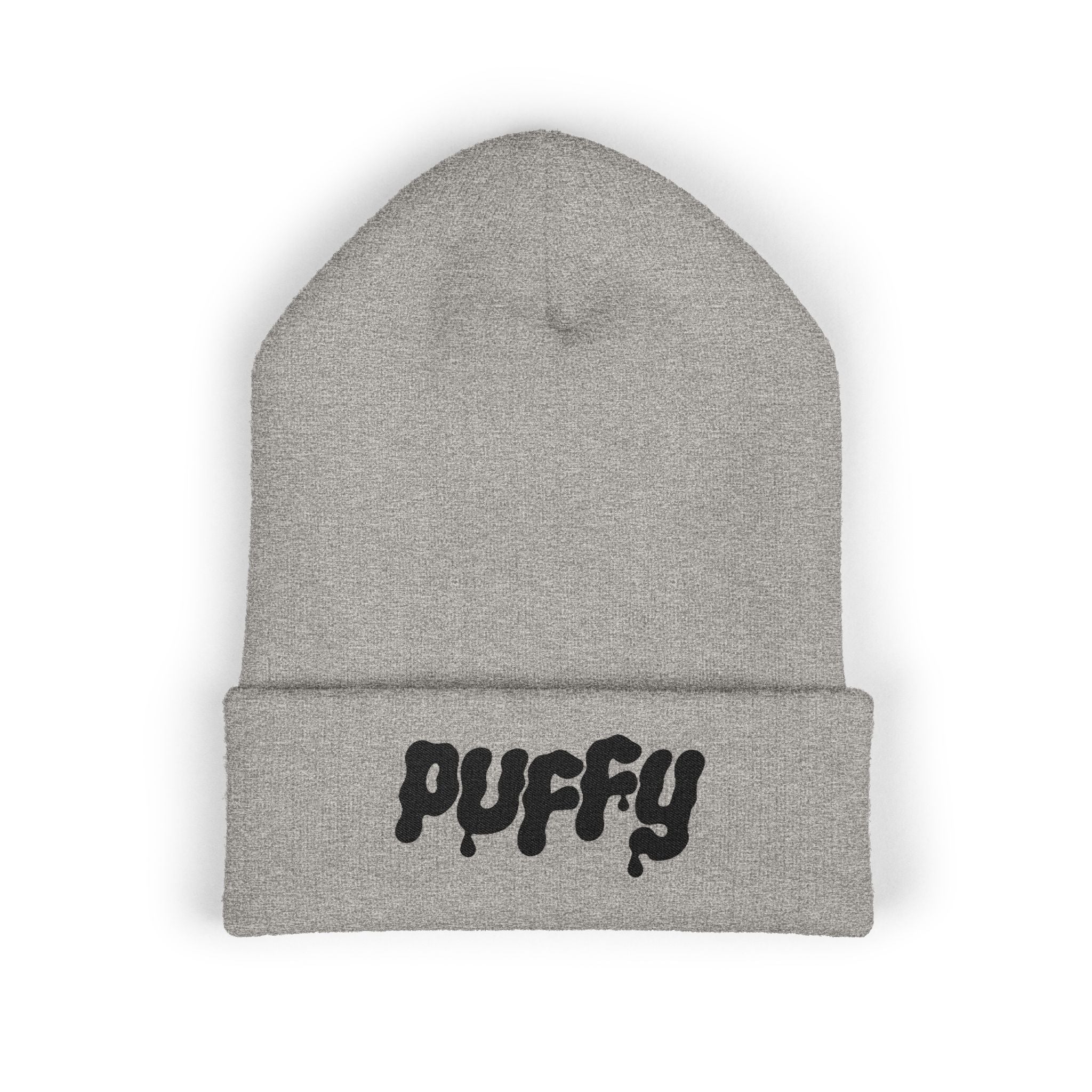Puffy Embroidery Cuffed Beanie
