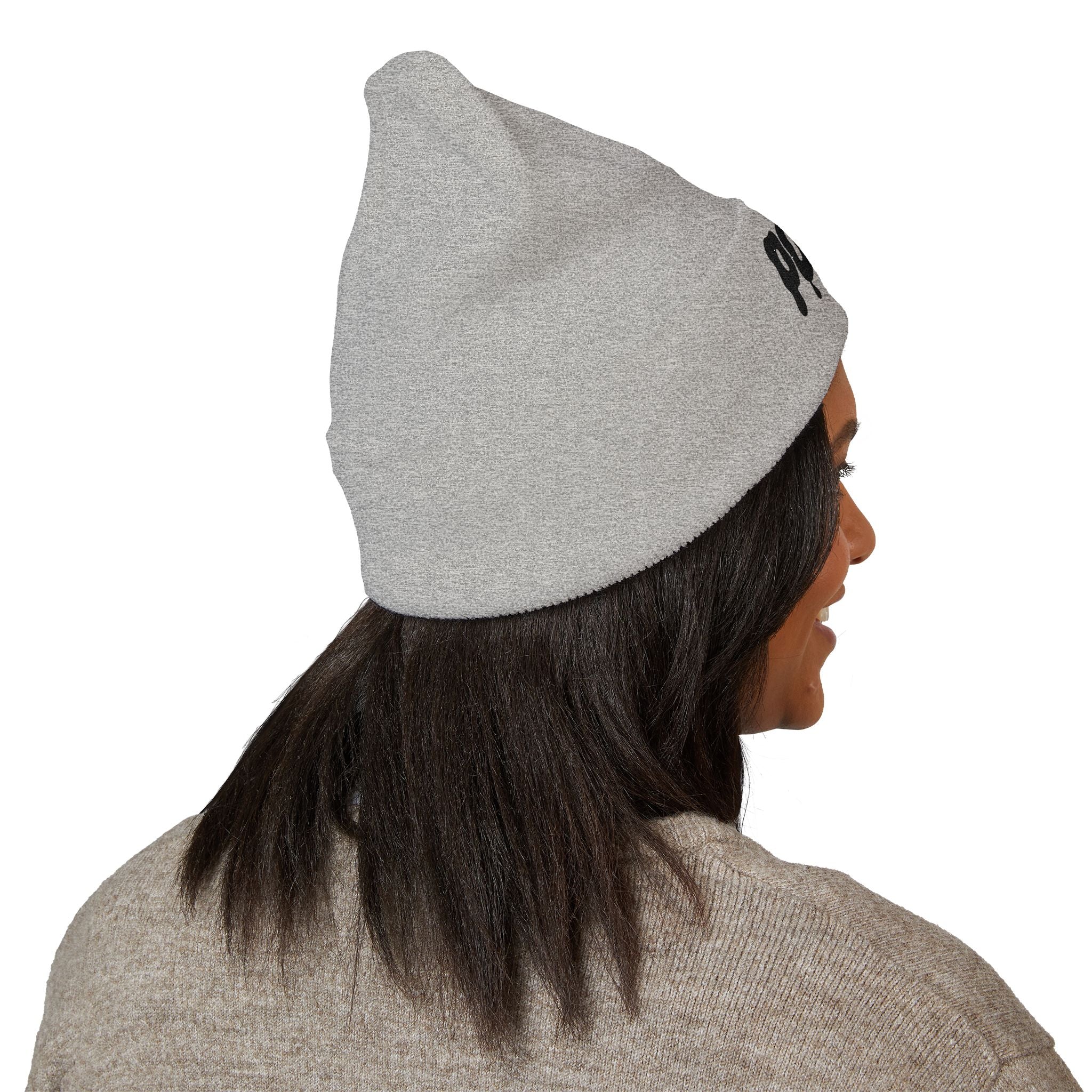 Puffy Embroidery Cuffed Beanie