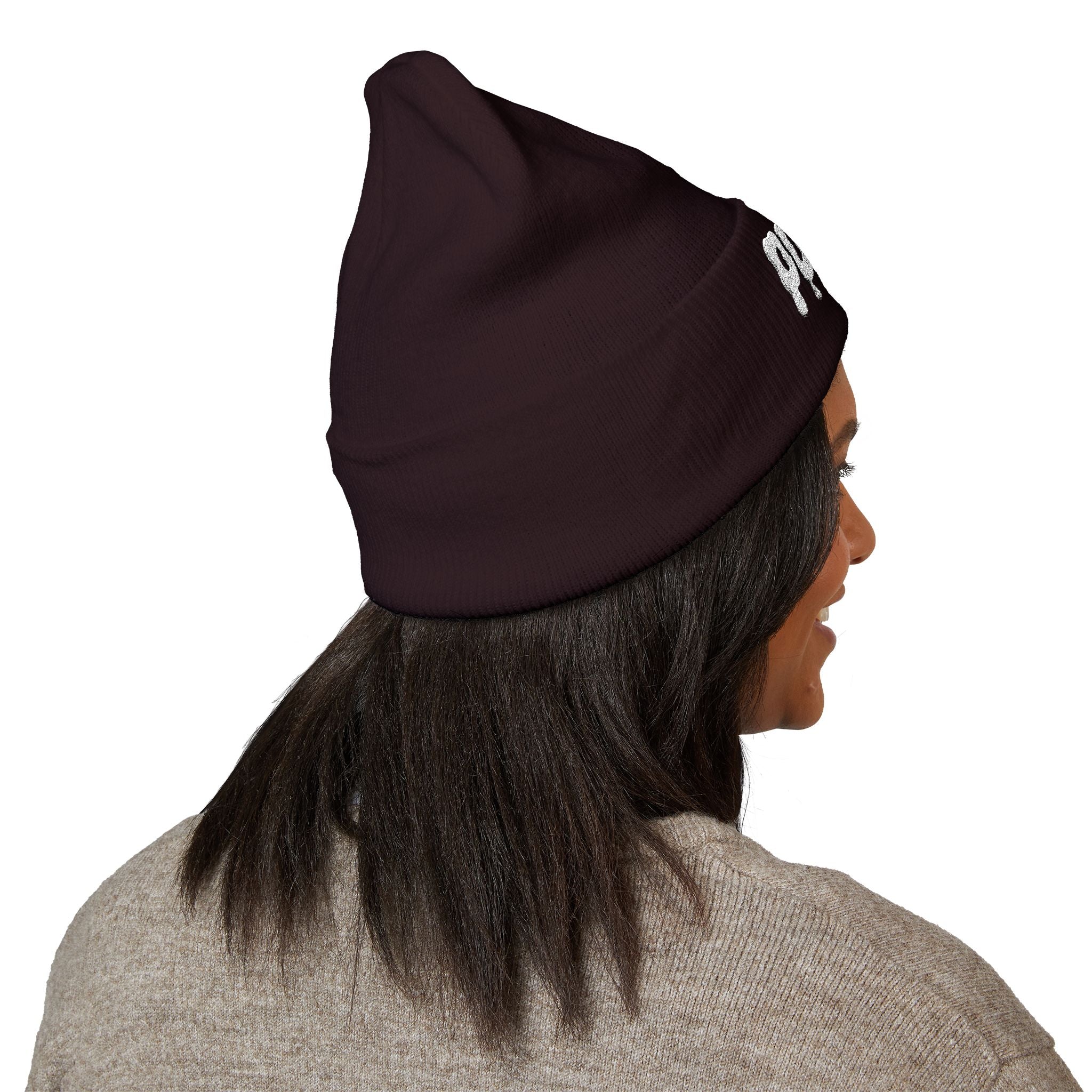 Puffy Embroidered Cuffed Beanie