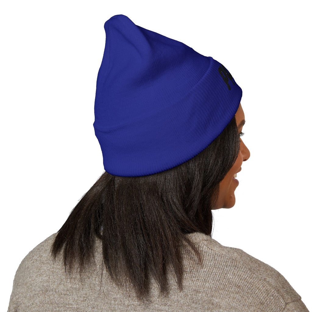 Puffy Embroidery Cuffed Beanie