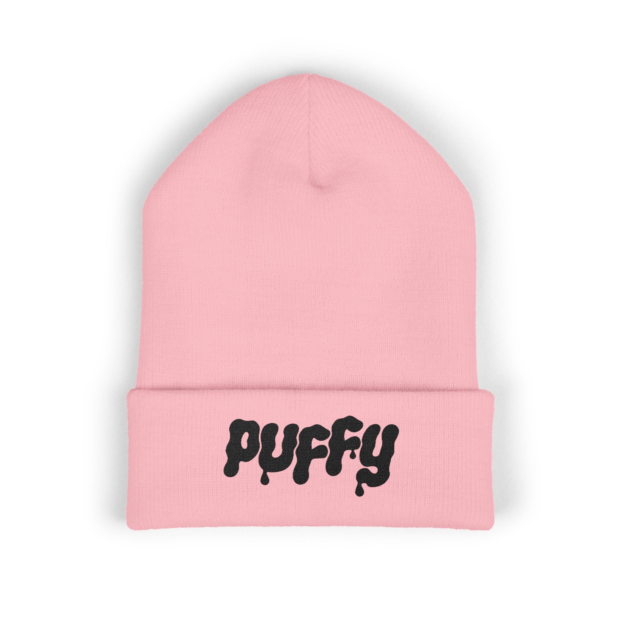 Puffy Embroidery Cuffed Beanie