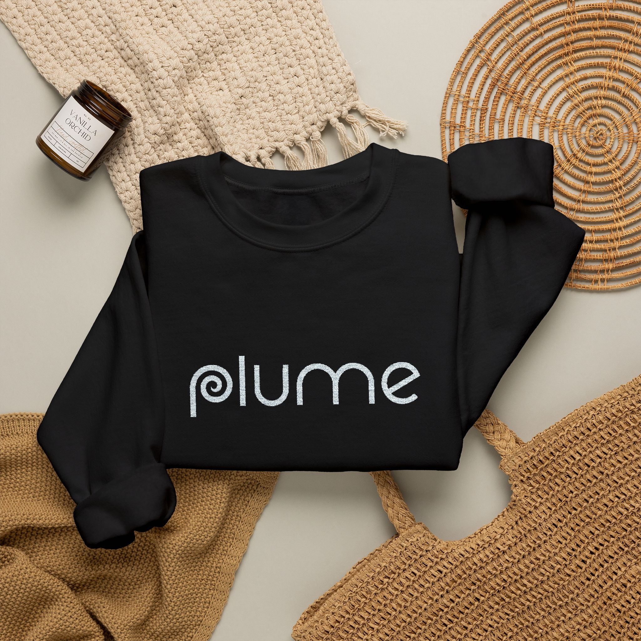 Plume Embroidered Crew Neck Sweatshirt