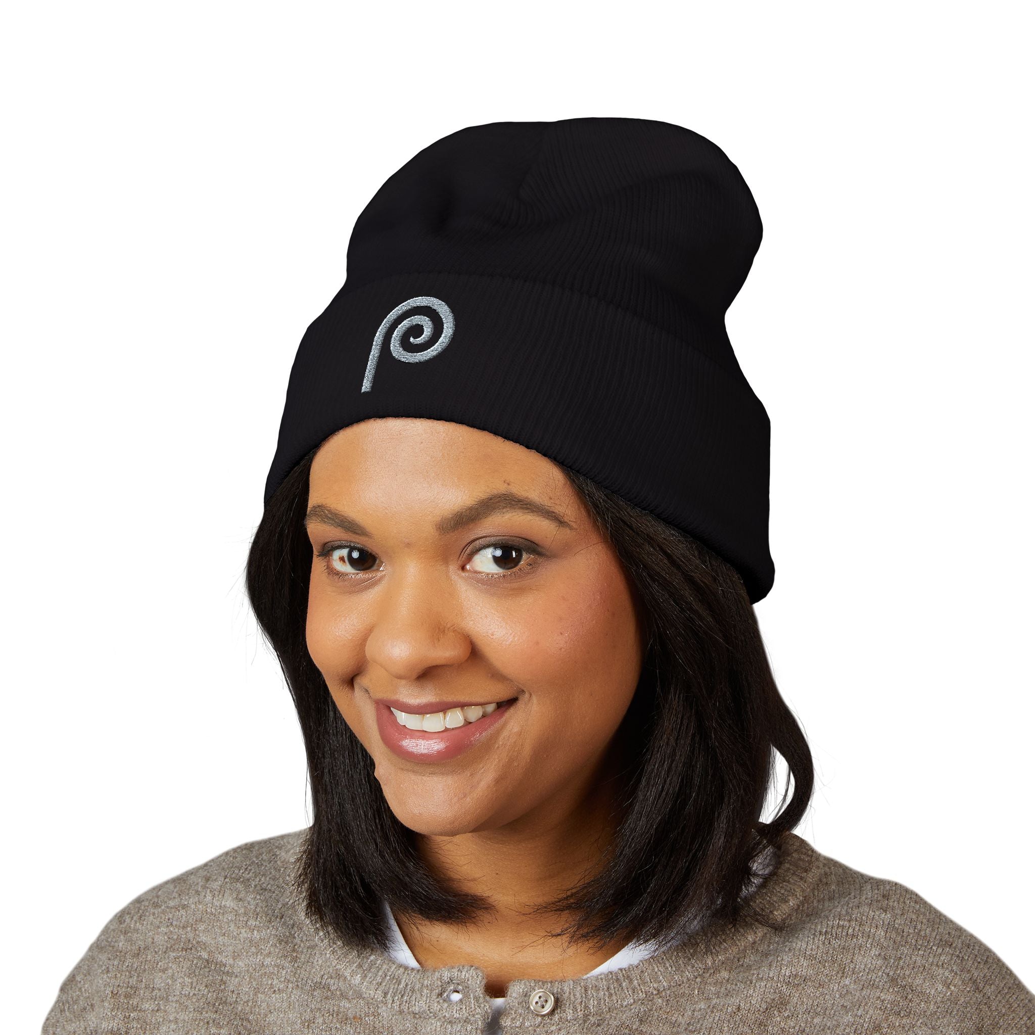 Plume "P" Embroidered Cuffed Beanie