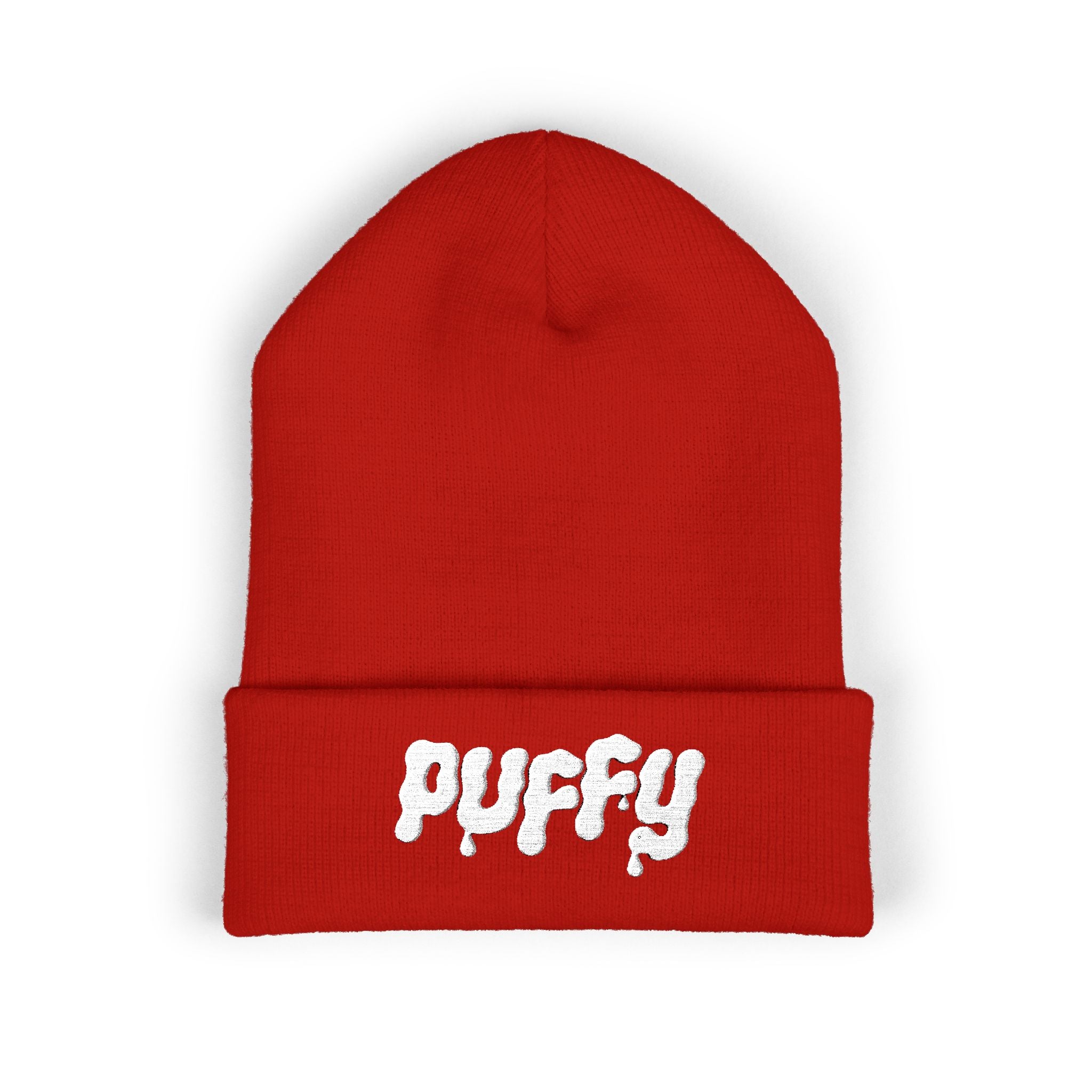 Puffy Embroidered Cuffed Beanie