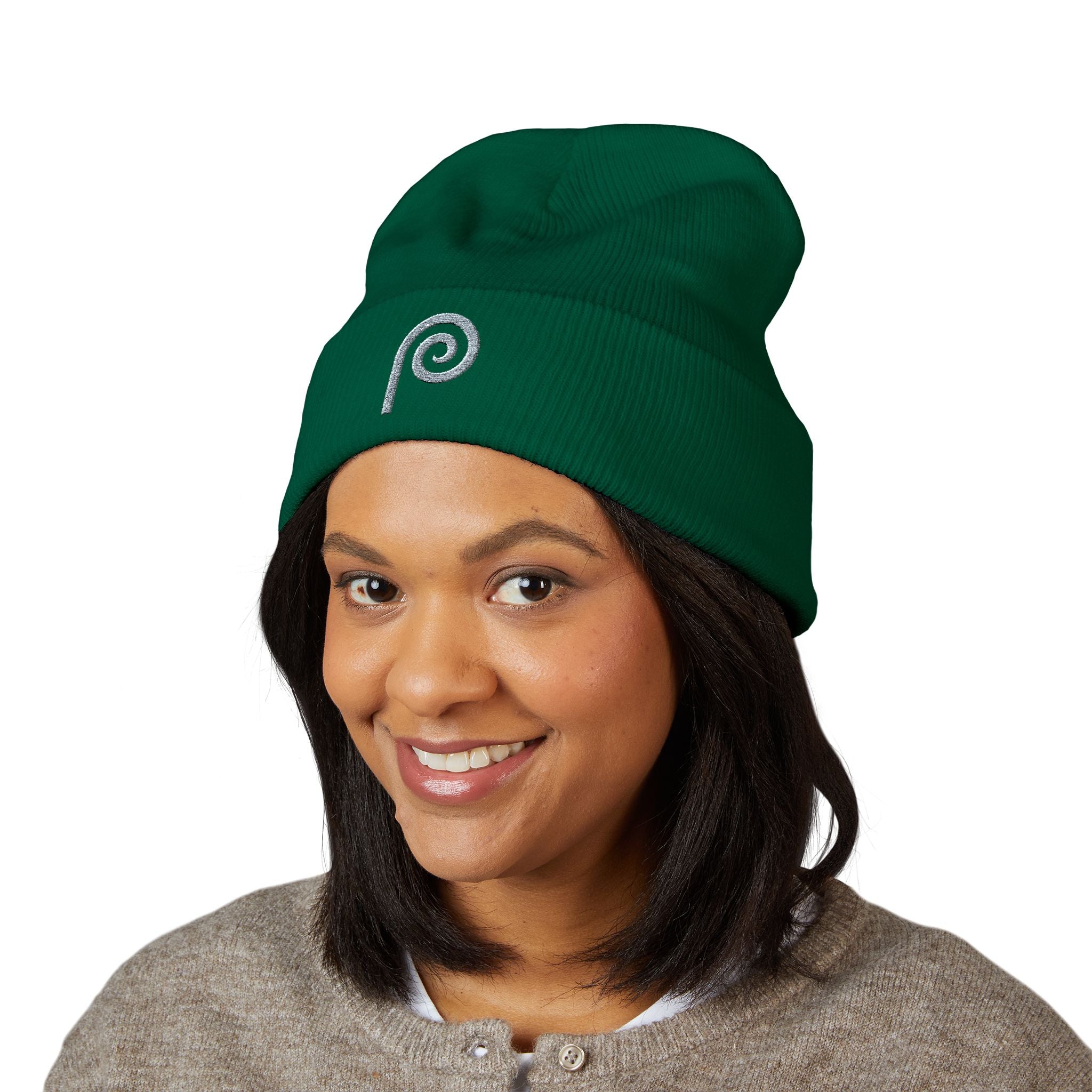 Plume "P" Embroidered Cuffed Beanie