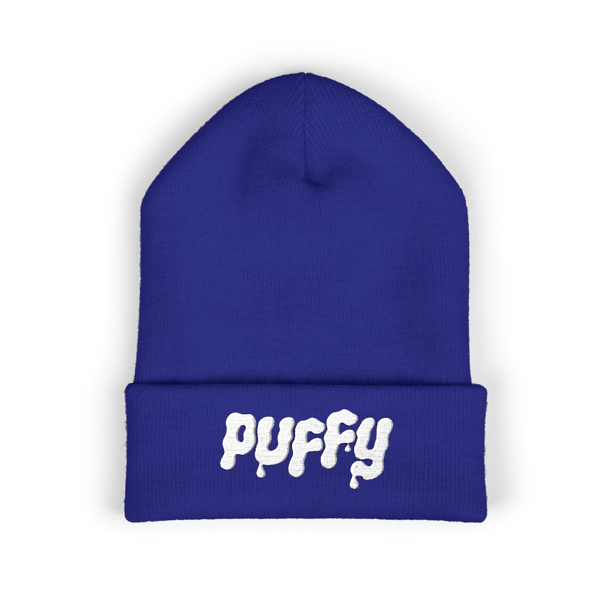 Puffy Embroidered Cuffed Beanie